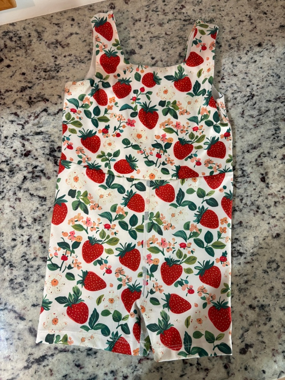 Strawberry Print Tank Romper in Red & Green little one shop
